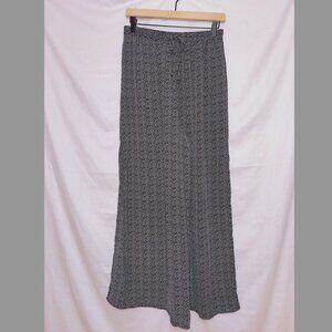 E2 Black Polka Dot Print High Waisted Wide Leg Side Slit Pants size medium